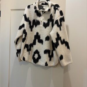 H&M Black and White Patterned Sherpa